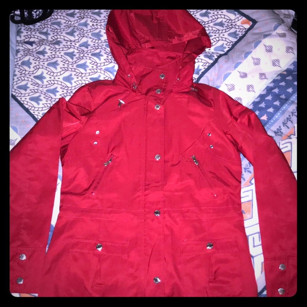 Guess Red Rain Jacket (removable hood/Small)
